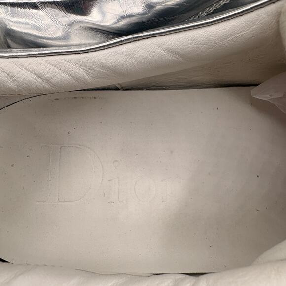 DIOR HOMME Metallic Low Top Sneakers Silver White Sz 42.5/US 9.5 $670 - Picture 11 of 15